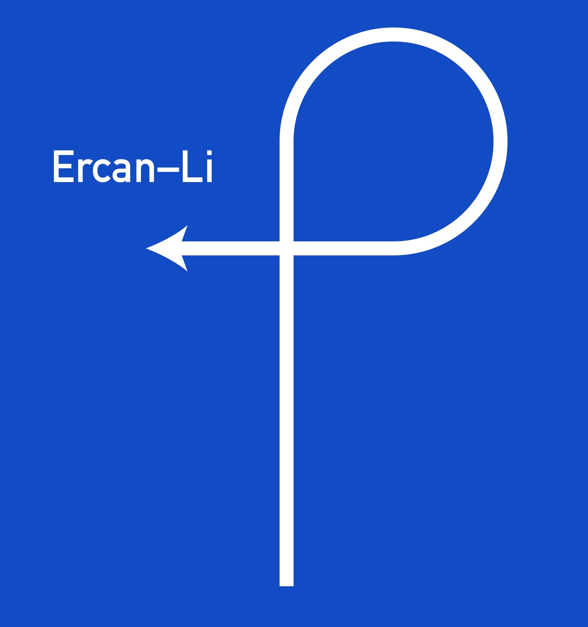 Looping line with arrow at the end. Ercan-Li in text above the end of the arrow